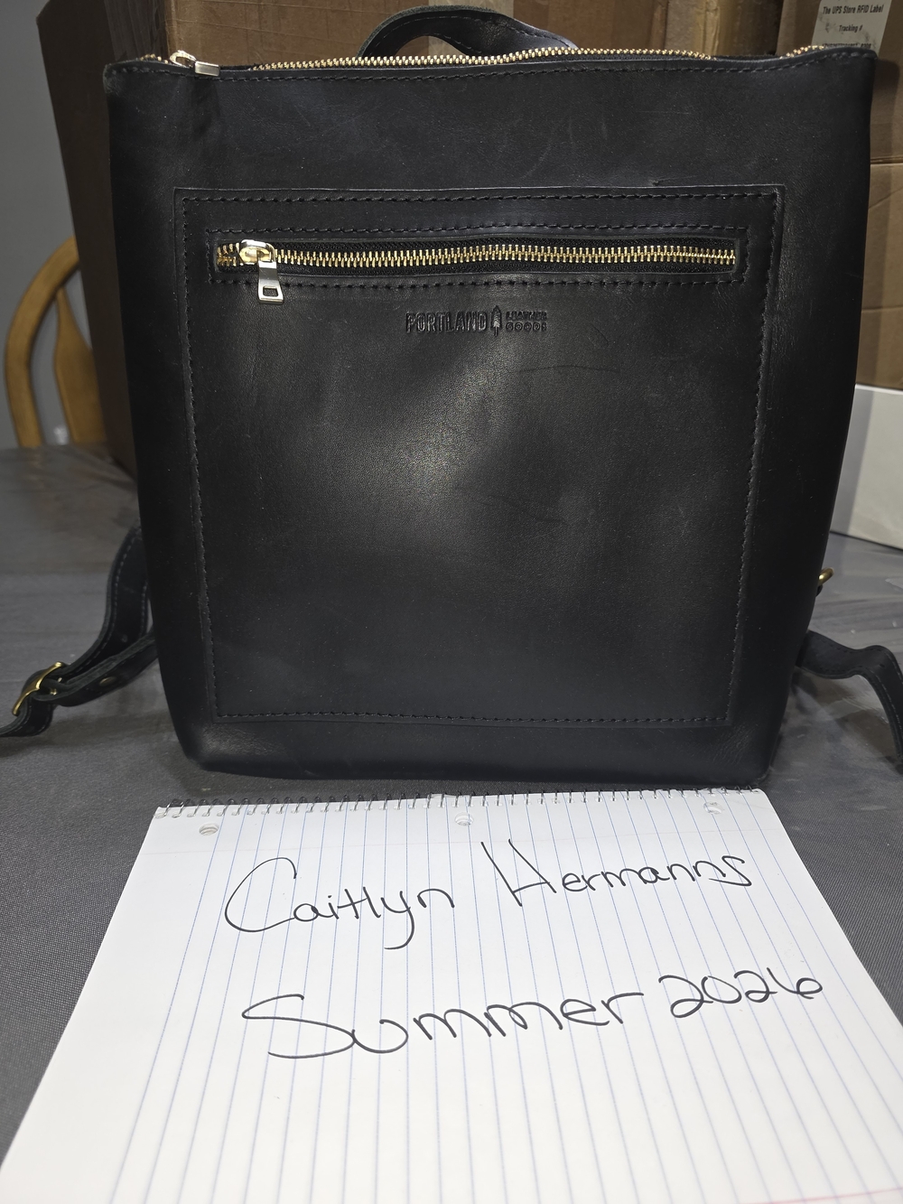 Portland Leather Smooth Black Classic Tote Backpack